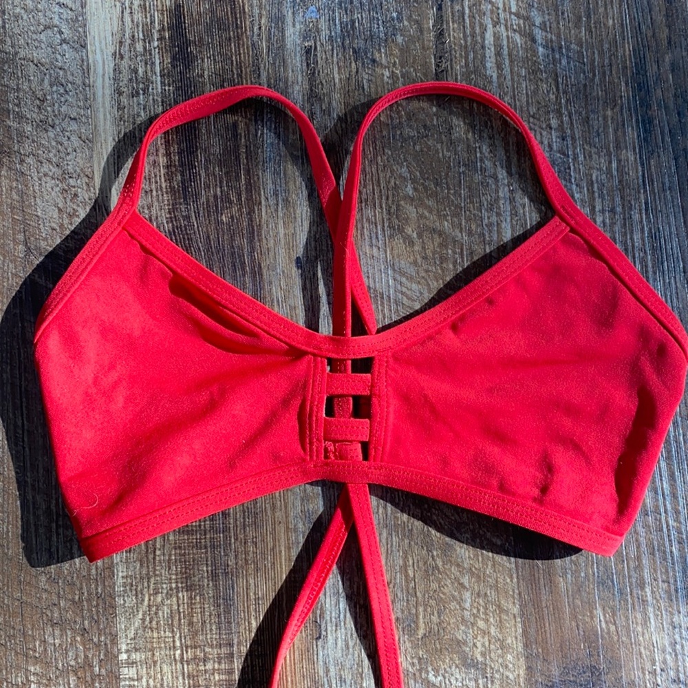 Red Jolyn bikini top.